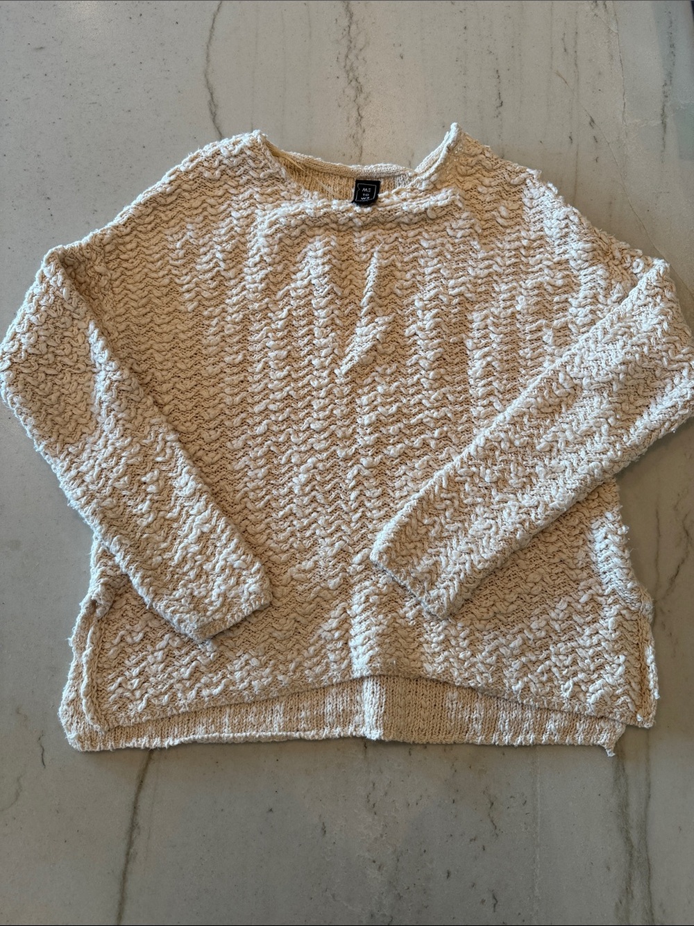 Me to We Cream Textured Crewneck Sweater